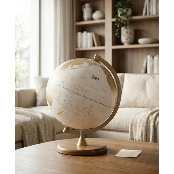 Zoffoli living Globo James Cook Dourado/Branco 33 cm