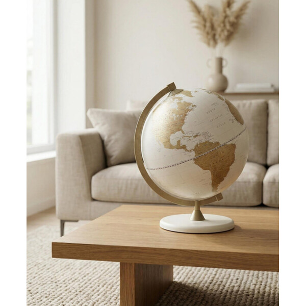 Zoffoli living Globo James Cook Dourado/Branco 33 cm