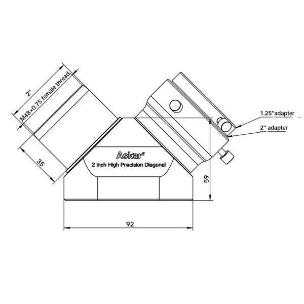 Askar Espelho diagonal 90° 2"
