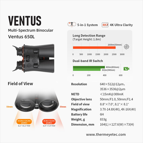 ThermTec Aparelho de visão noturna Ventus 650L