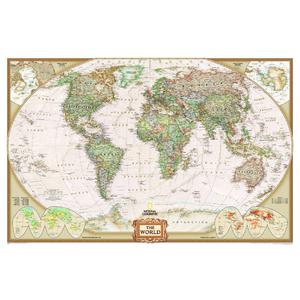 National Geographic Mapa mundial antigo e político, tamanho gigante