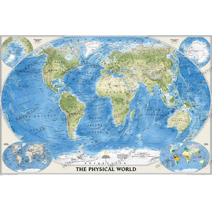 National Geographic Mapa mundial físico com relevo marinho