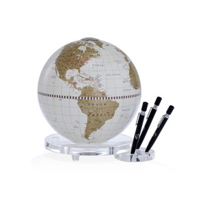 Zoffoli Globo Desk Globe Balance white/ gold with pen holder