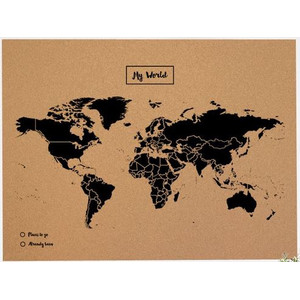 Miss Wood Mapa mundial Woody Map Natural Cork XL black