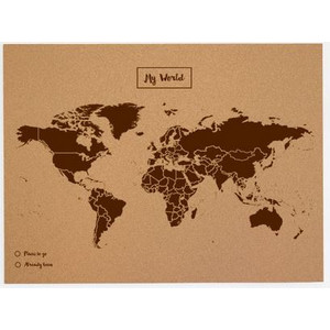 Miss Wood Mapa mundial Woody Map Natural Cork L brown