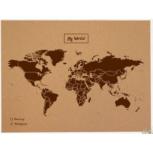 Miss Wood Mapa mundial Woody Map Natural Cork XL brown