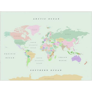 Miss Wood Mapa mundial Woody Map Watercolor Retro L