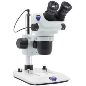 Optika Microscópio estéreo zoom SZO-3, bino, 6.7-45x, Säulenstativ, Auf-, Durchlicht