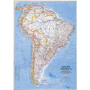 National Geographic mapa de continente América do Sul, política