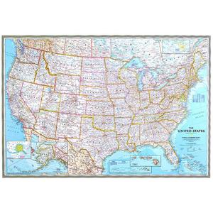 National Geographic Mapa dos EUA político, grande e laminado