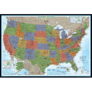 National Geographic Mapa decorativo e político dos EUA