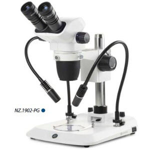Euromex Microscópio estéreo zoom NZ.1702-PG, 6.5-55x, Säule, 2 Schwanenhälse, Durchlicht, bino