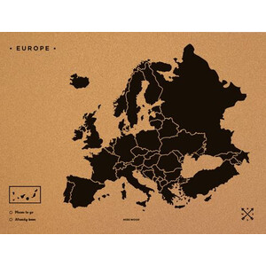 Miss Wood mapa de continente Woody Map Europa schwarz XL