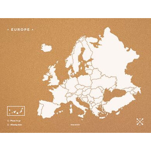 Miss Wood mapa de continente Woody Map Europa weiß 60x45cm