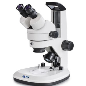 Kern Microscópio estéreo zoom OZL 467, bino, Greenough, 0,7-4,5x, HWF10x20, 3W LED
