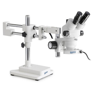Kern Microscópio estéreo zoom OZM 923, trino, 7-45x, HSWF 10x23 mm, Stativ doppelarm, 430x480mm, m. Tischplatte, Ringlicht LED 4.5 W