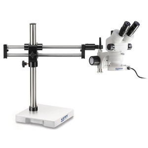 Kern Microscópio estéreo zoom OZM 933, trino, 7-45x, HSWF 10x23 mm, Stativ, doppelarm, 614x545 mm, m. Tischplatte, Ringlicht LED 4.5 W