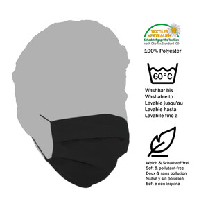 Masketo Máscara facial preta para criança em poliéster - 5 peças