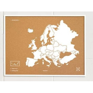 Miss Wood Mapa de continente Woody Map Europa weiß 60x45cm gerahmt