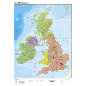 Stiefel Mapa geográfico estilo antigo Ilha Britânica e Irlanda em termos políticos (68 x 98 cm)