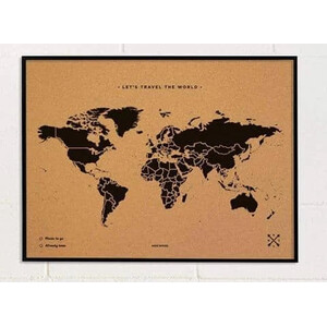 Miss Wood Mapa mundial Woody Map Natural Cork L black