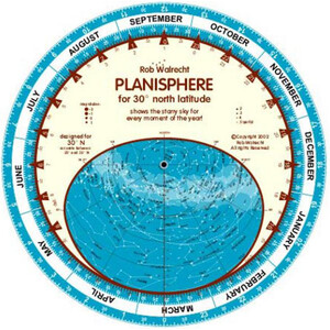 Rob Walrecht Carta de estrelas Planisphere 30°N 25cm