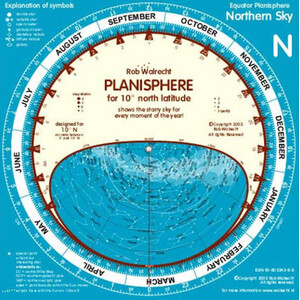 Rob Walrecht Carta de estrelas Planisfério 0° Equador 25cm