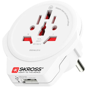 Skross Adaptador de viagem Mundo para a Europe USB 1.0