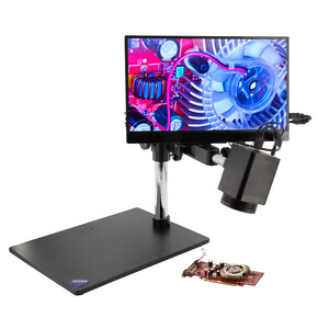Optika Microscópio IS-4K2, zoom opt. 1x-18x, focagem automática, 8 MP, 4K Ultra HD, suporte suspenso, ecrã de 15,6