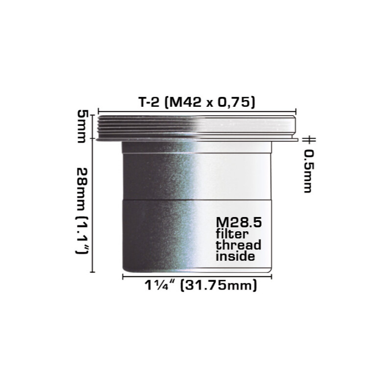 Baader Adapter Cilíndro de inserção com sulco de segurança 1,25"/T2