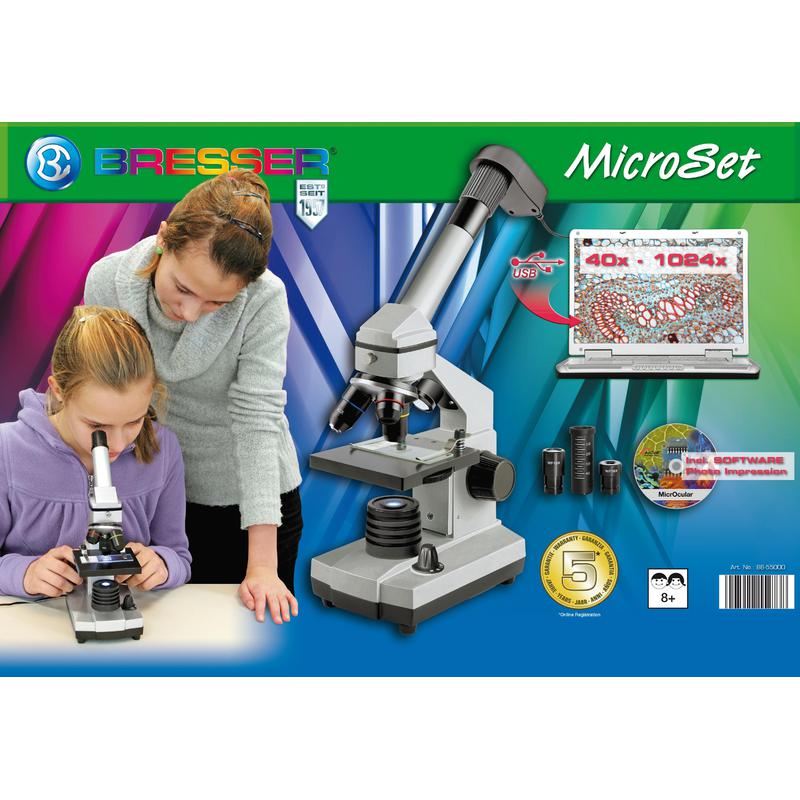 Bresser Junior Biolux CEA, Conjunto de microscópio de 40 a 1024x com ocular USB