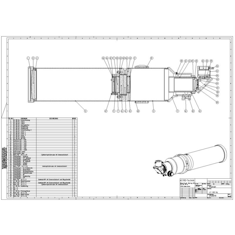 Lunt Solar Systems Telescópio solar Lunt ST 100/800 LS100T Ha B1200 FT PT OTA