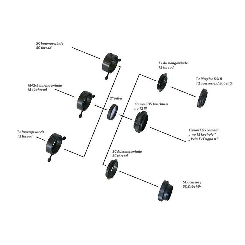 TS Optics Rotador Sistema de rotação T2 (interior no lado do telescópio) para T2 (externo no lado da câmera)