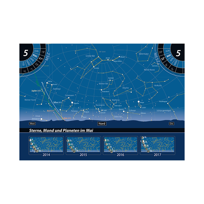Oculum Verlag Carta de estrelas Orientação no céu noturno (em alemão)