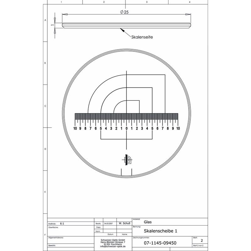 Schweizer Escala 1 para lentes de aumento com pé Tech-Line