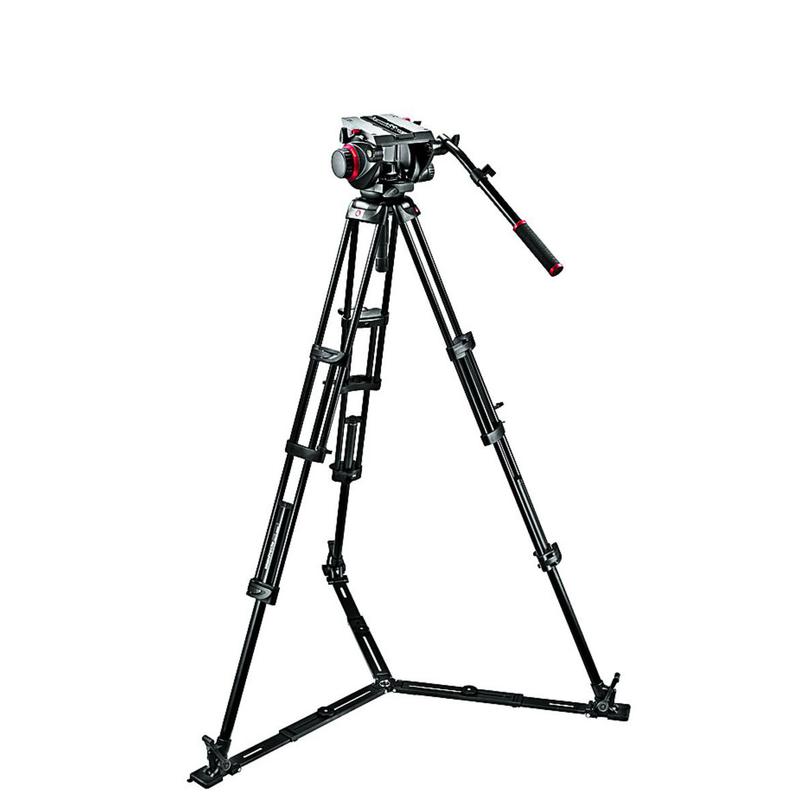 Manfrotto Conjunto de tripé com inclinador de vídeo a flúido Pro 509HD e tripé de pernas de tubos duplos 545GBK com extensor ao nível do solo