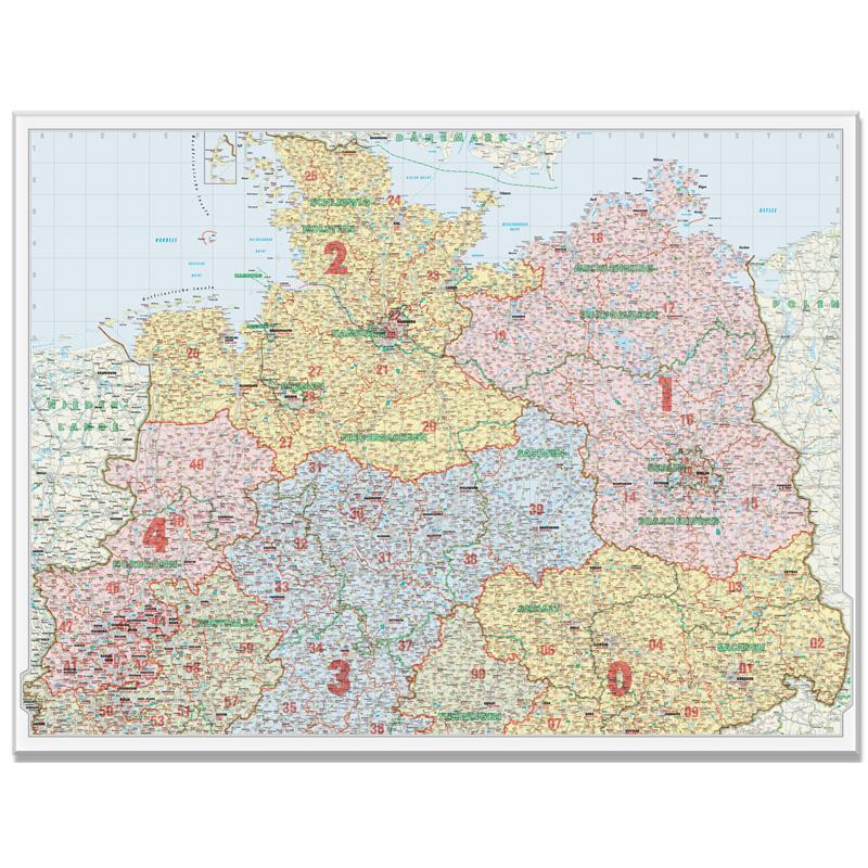Bacher Verlag Mapa de códigos postais do norte da Alemanha 1:500.000