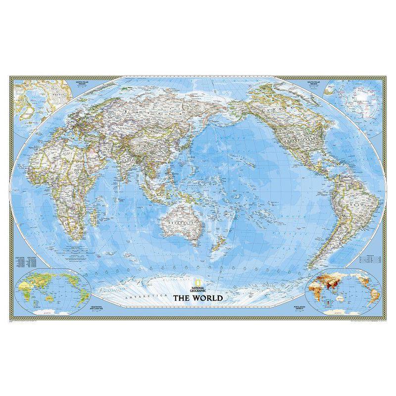 National Geographic Mapa mundial pazifikzentriert (185 x 122 cm)