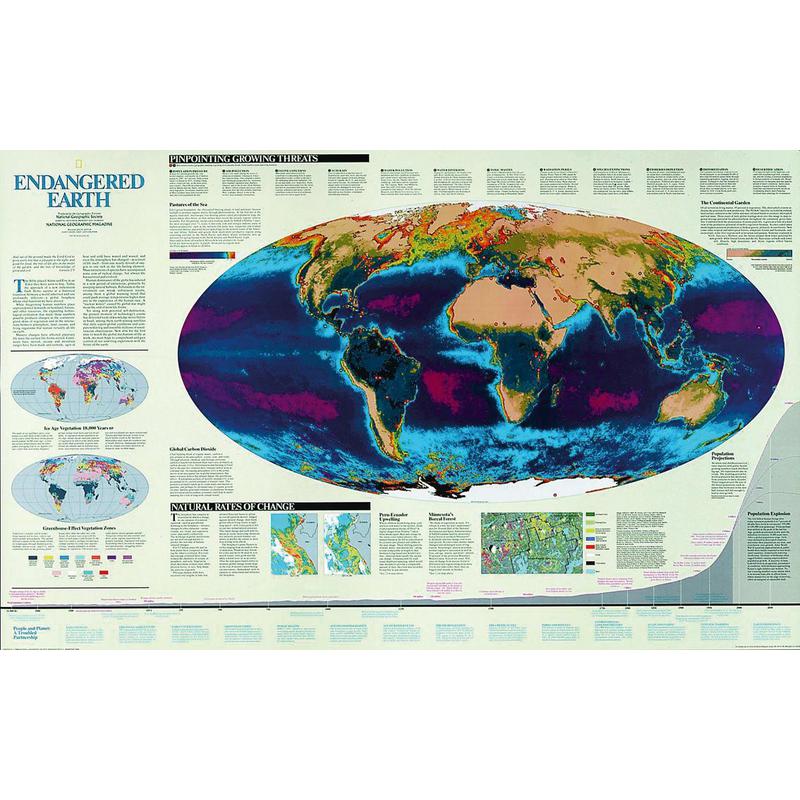 National Geographic Mapa mundial Terra em perigo