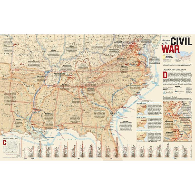 National Geographic Mapa Guerra civil americana, dois lados