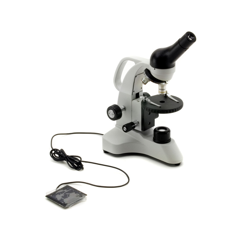 Optika Microscópio B-20 Solar, monocular, LED, com painel solar