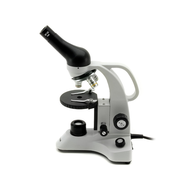 Optika Microscópio B-20R, monocular, LED, com pilhas recarregáveis