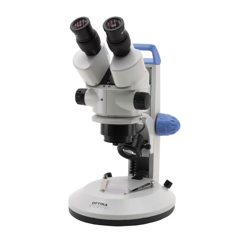 Optika Microscópio stéreo LAB20, zoom, iluminação LED sobre ou através do objeto