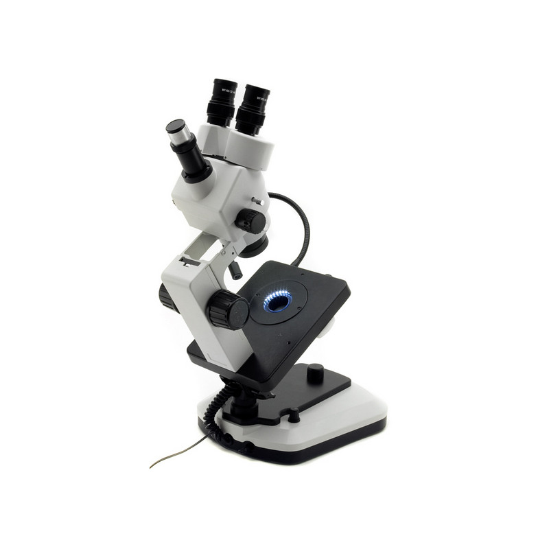 Optika OPTIGEM-2 Microscópio estéreo e zoom triocular para gemologia, base inclinável