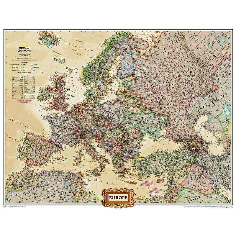 National Geographic mapa de continente Europa (76 x 61 cm)