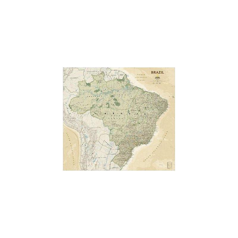 National Geographic Mapa estilo antigo do Brasil, laminado