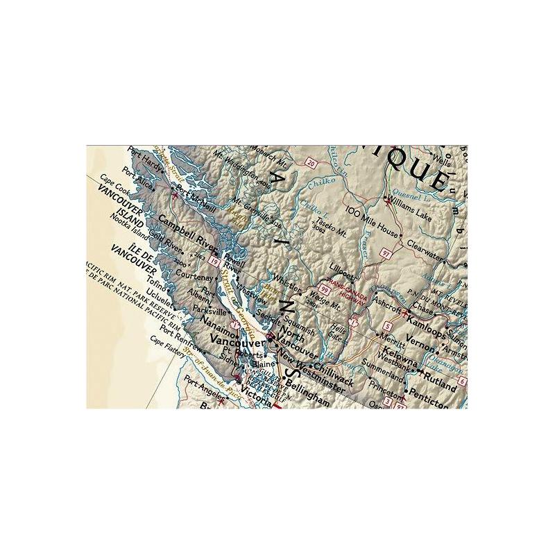 National Geographic Mapa estilo antigo do Canadá, laminado