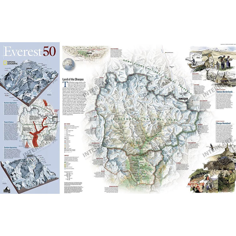 National Geographic Mapa regional Monte Evereste - aniversário de 50 anos - 2 lados