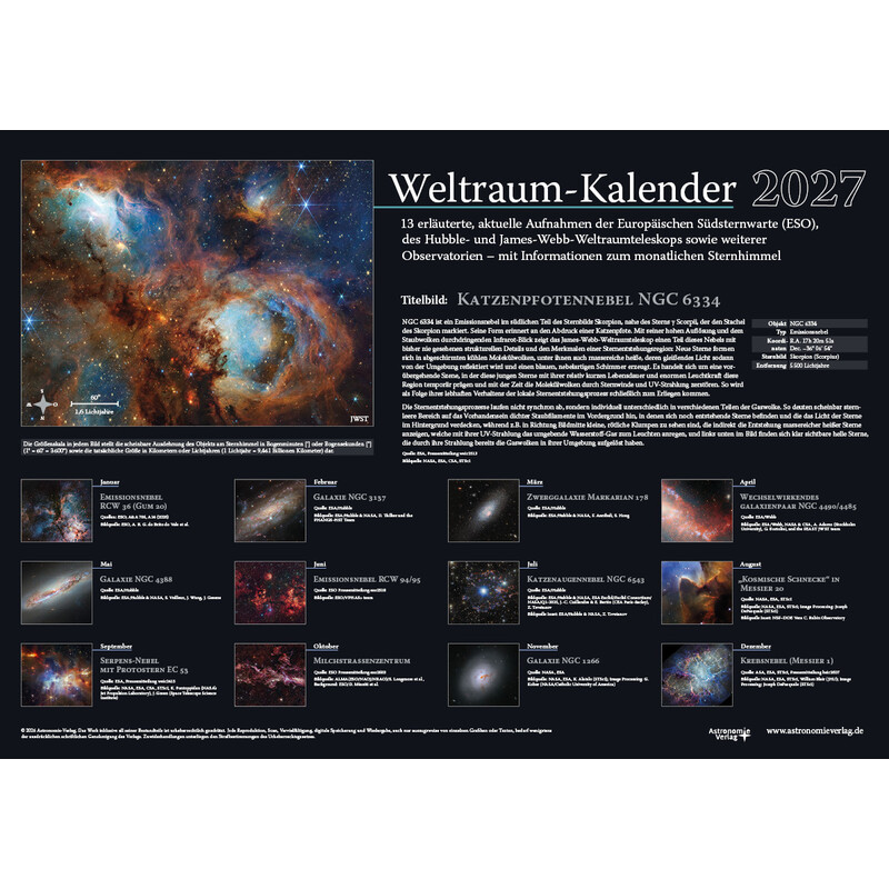 Astronomie-Verlag Calendário Weltraum-Kalender 2027
