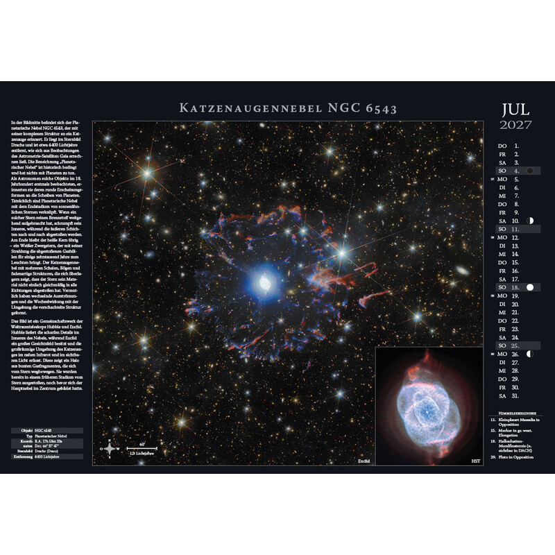 Astronomie-Verlag Calendário Weltraum-Kalender 2027